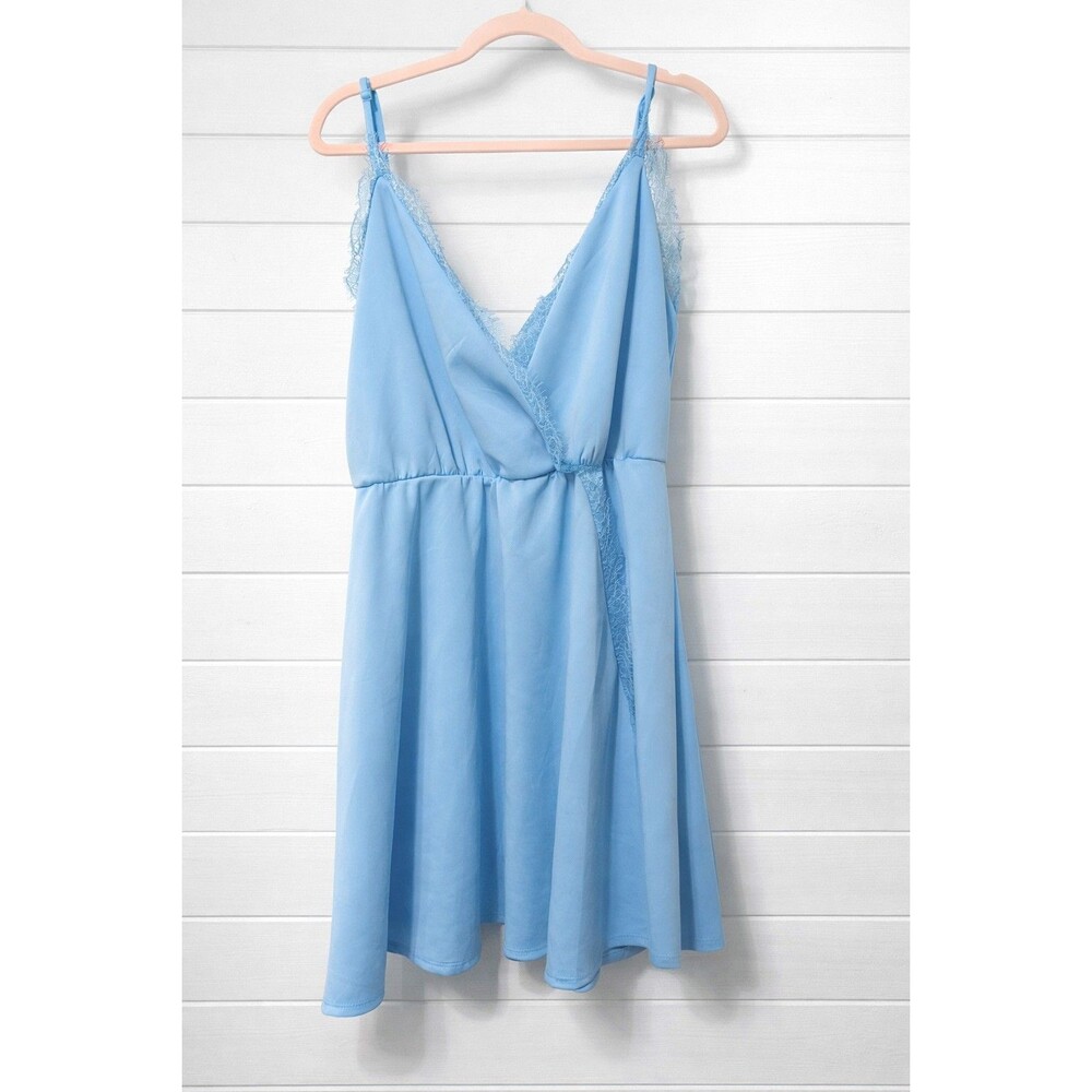 Asos NWT Pale Blue Lace Trimmed Baby Doll Party Dress 14